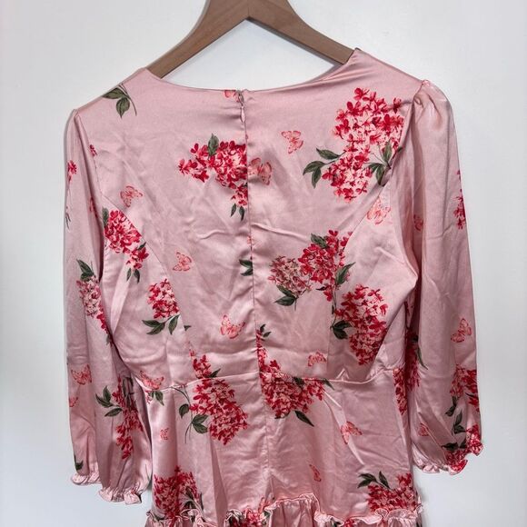 Sugarlips Bonitas Mariko Surplice Mini Dress NEW Size Medium BLUSH-CORAL - Picture 10 of 16